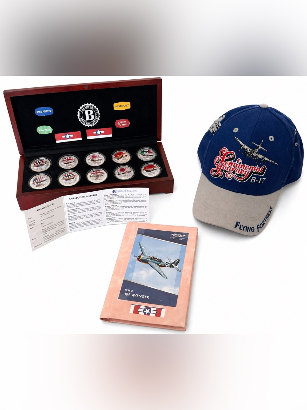 Bradford Exchange WWII Fighter Planes Proof Coin Set Silver Plated w/ COA Case